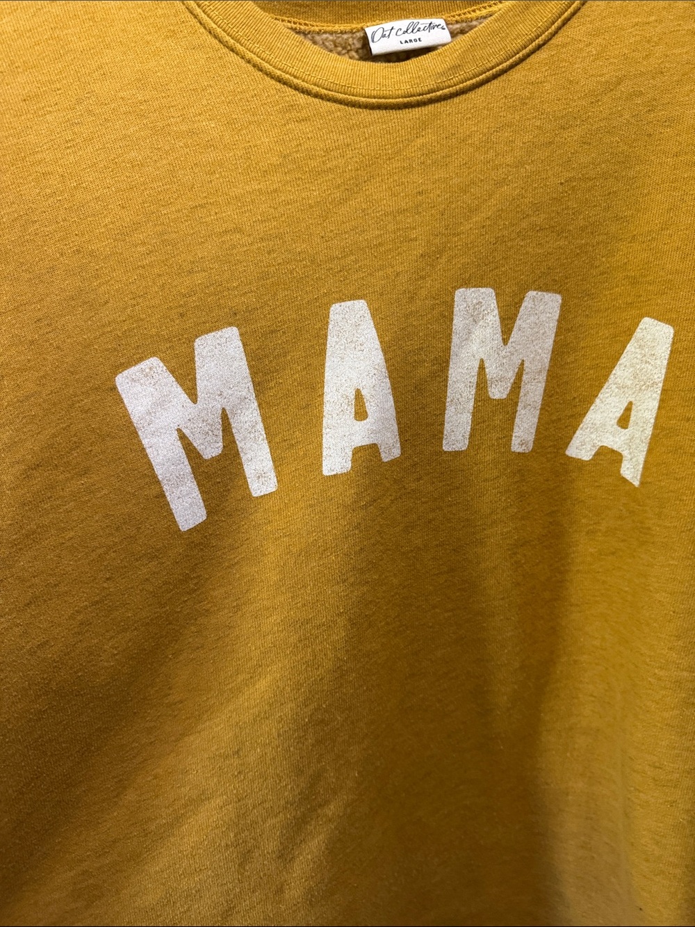 Mustard Yellow MAMA Crewneck Sweatshirt L soft - Picture 3 of 8